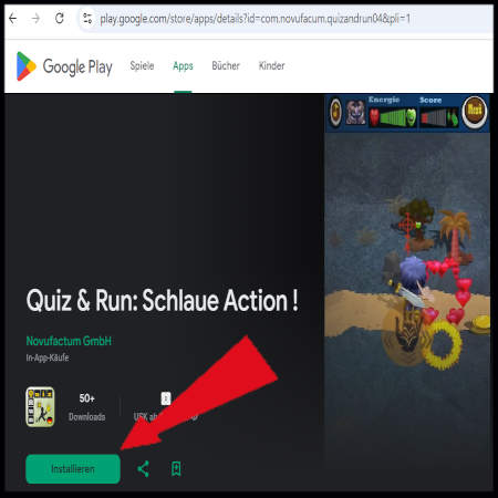 Installation aus dem Appstore