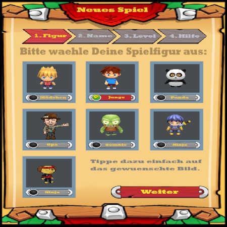 Auswahl für ein neues Spiel