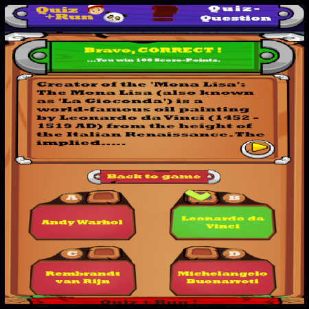 Quiz result display